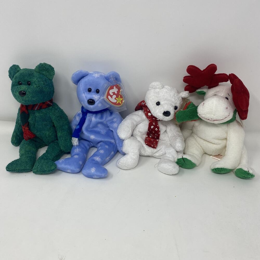 Ty Beanie Babies Christmas Holiday Theme lot of 4